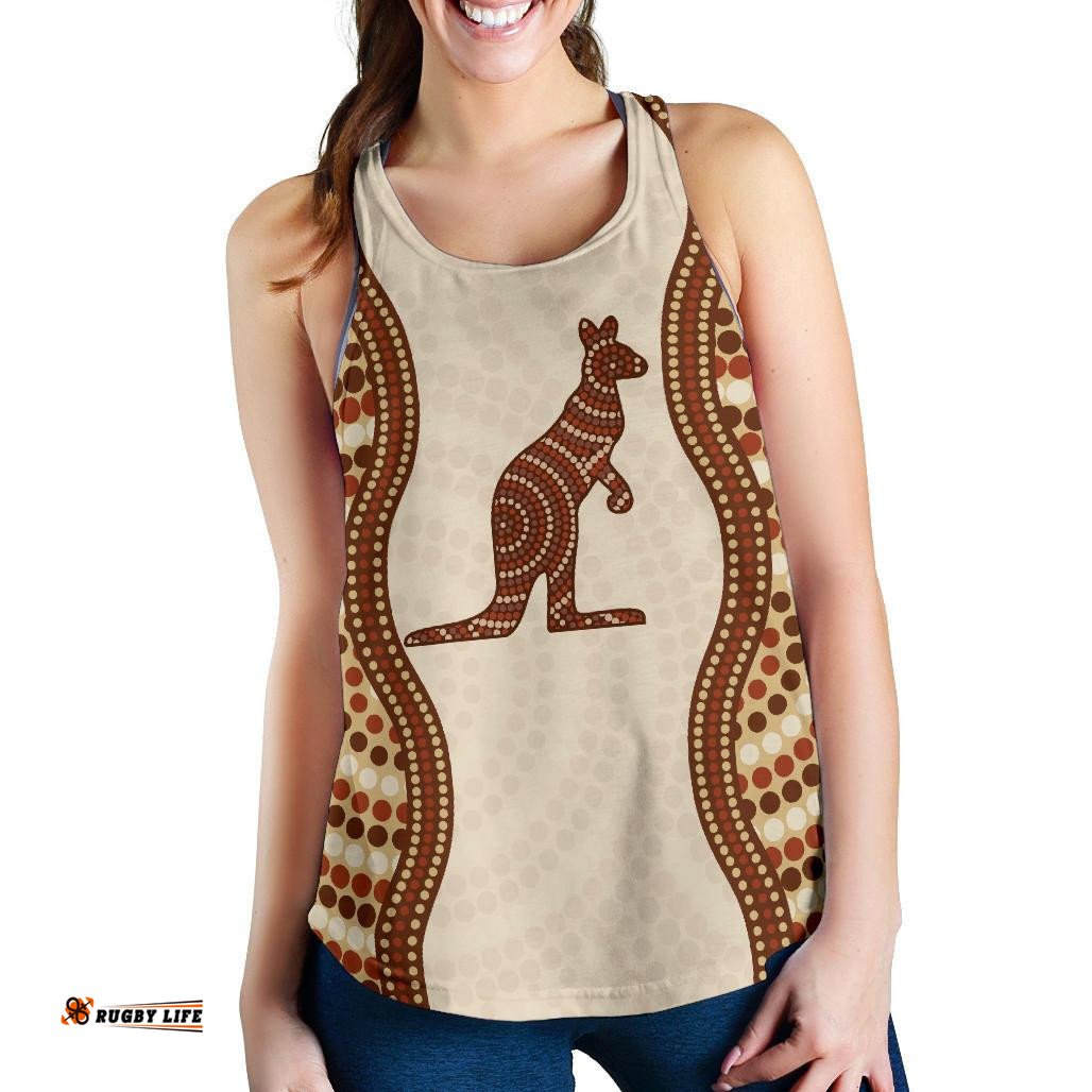 Racerback Tank Kangaroo Top Tank Aboriginal Dot Painting Women