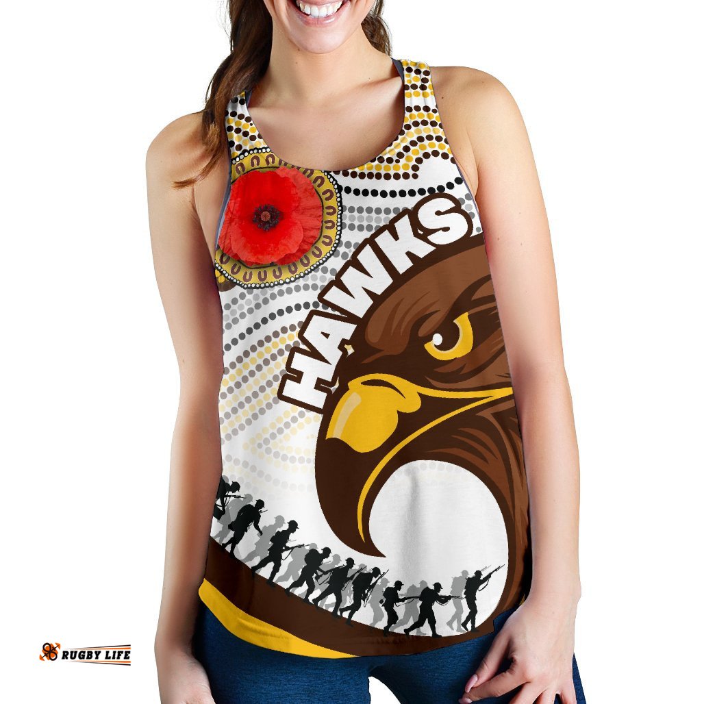 Pride Hawks Women's Racerback Tank Hawthorn Anzac Day Aboriginal