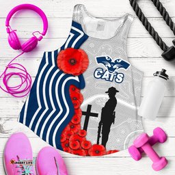Geelong Women's Racerback Tank Cats Anzac Day Indigenous