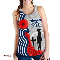 Geelong Women's Racerback Tank Cats Anzac Day Indigenous