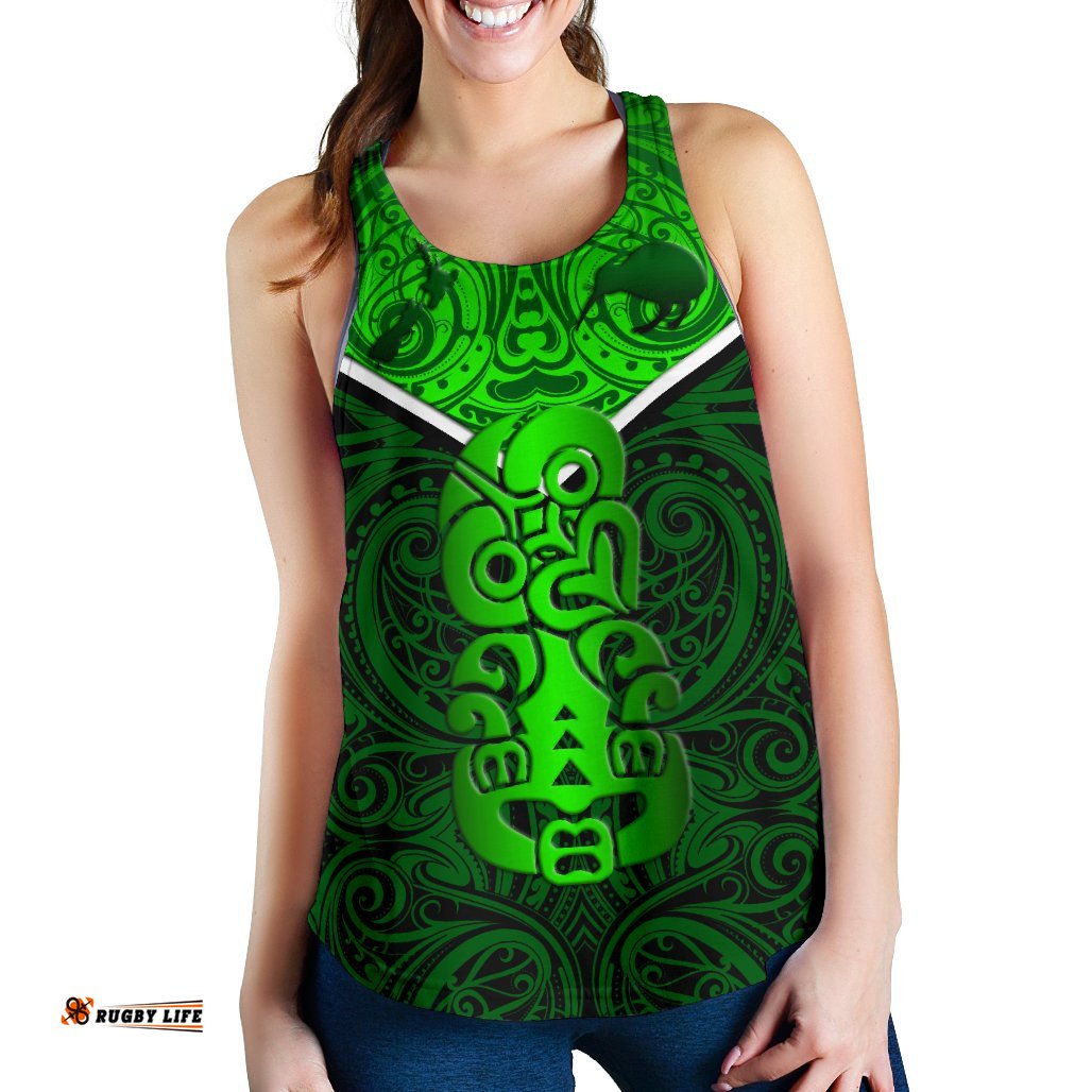 New Zealand Maori Rugby Women Racerback Tank Pride Version Green