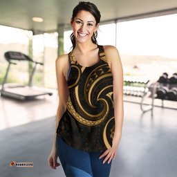 New Zealand Maori Mangopare Women Racerback Tank Polynesian Gold