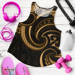 New Zealand Maori Mangopare Women Racerback Tank Polynesian Gold
