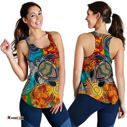 Aboriginal Women's Racerback Tank Turtle Indigenous Art