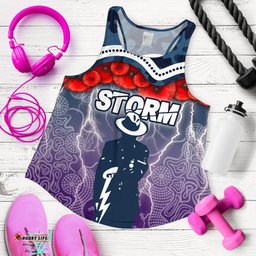 Melbourne Storm Women's Racerback Tank Anzac Day Aboriginal