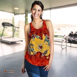 Aboriginal Women's Racerback Tank Australia Map Hand Patterns Spider Web
