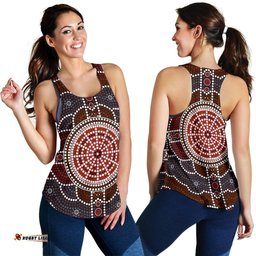 Racerback Tank Aboriginal Dot Painting Tank Top Ver03 Women