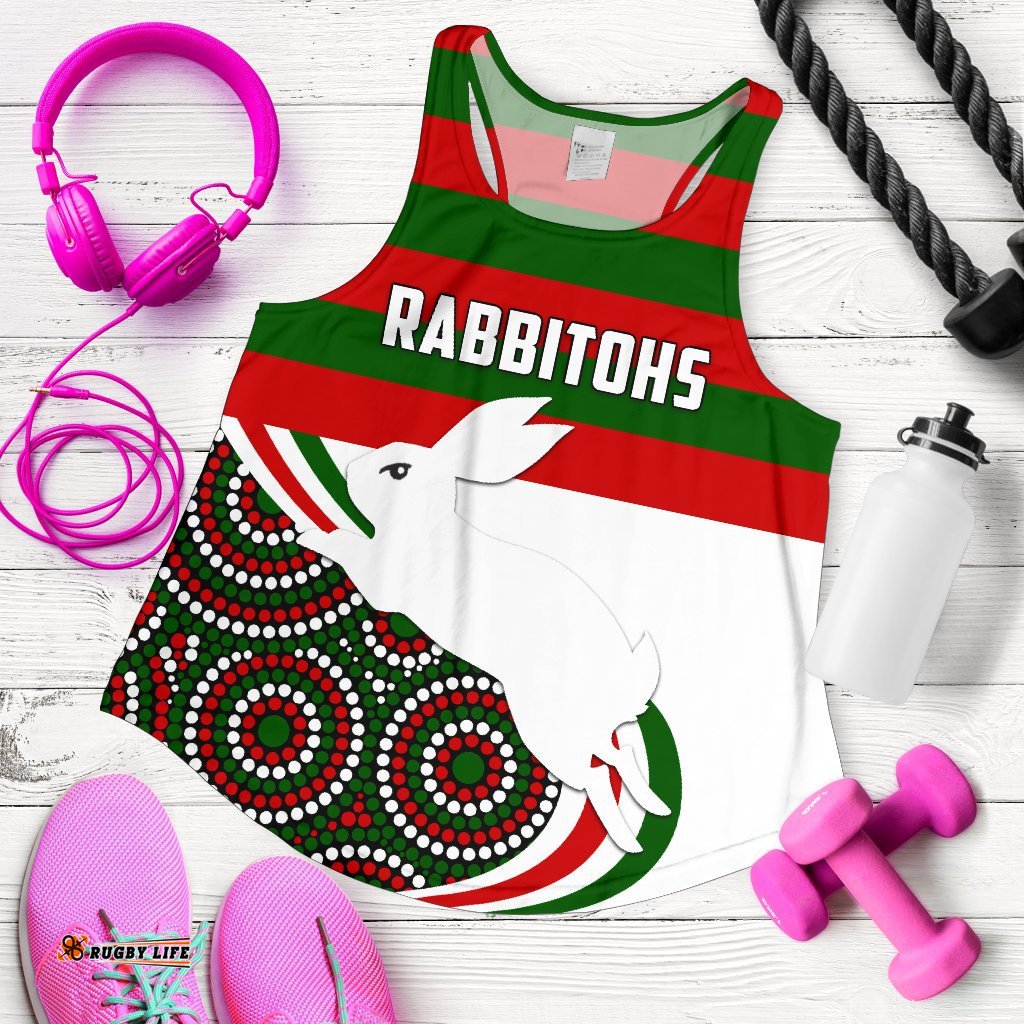 Rabbitohs Indigenous Rugby Women's Racerback Tank Rabbit Jumping