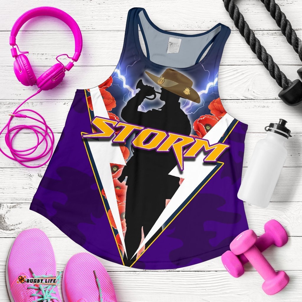 Melbourne Women's Racerback Tank Storm Anzacday