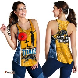 Titans Women's Racerback Tank Gold Coast Anzac Day Armor Version