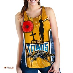 Titans Women's Racerback Tank Gold Coast Anzac Day Armor Version