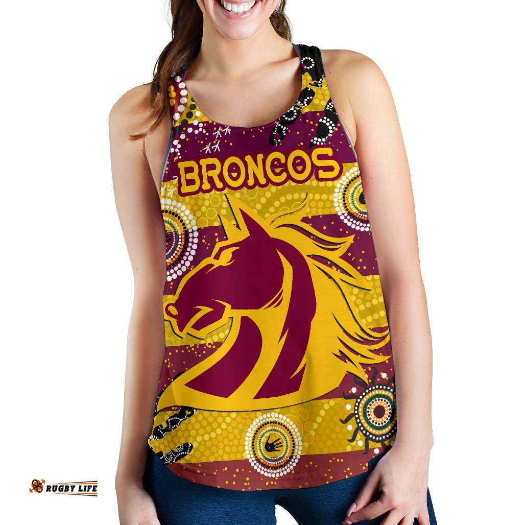 Brisbane Broncos Women Racerback Tank Indigenous Country Style No.1