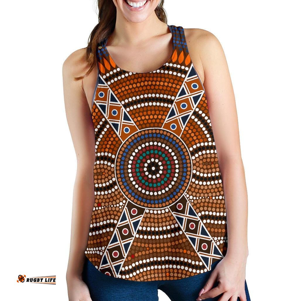 Racerback Tank Aboriginal Dot Painting Tank Top Ver01 Women