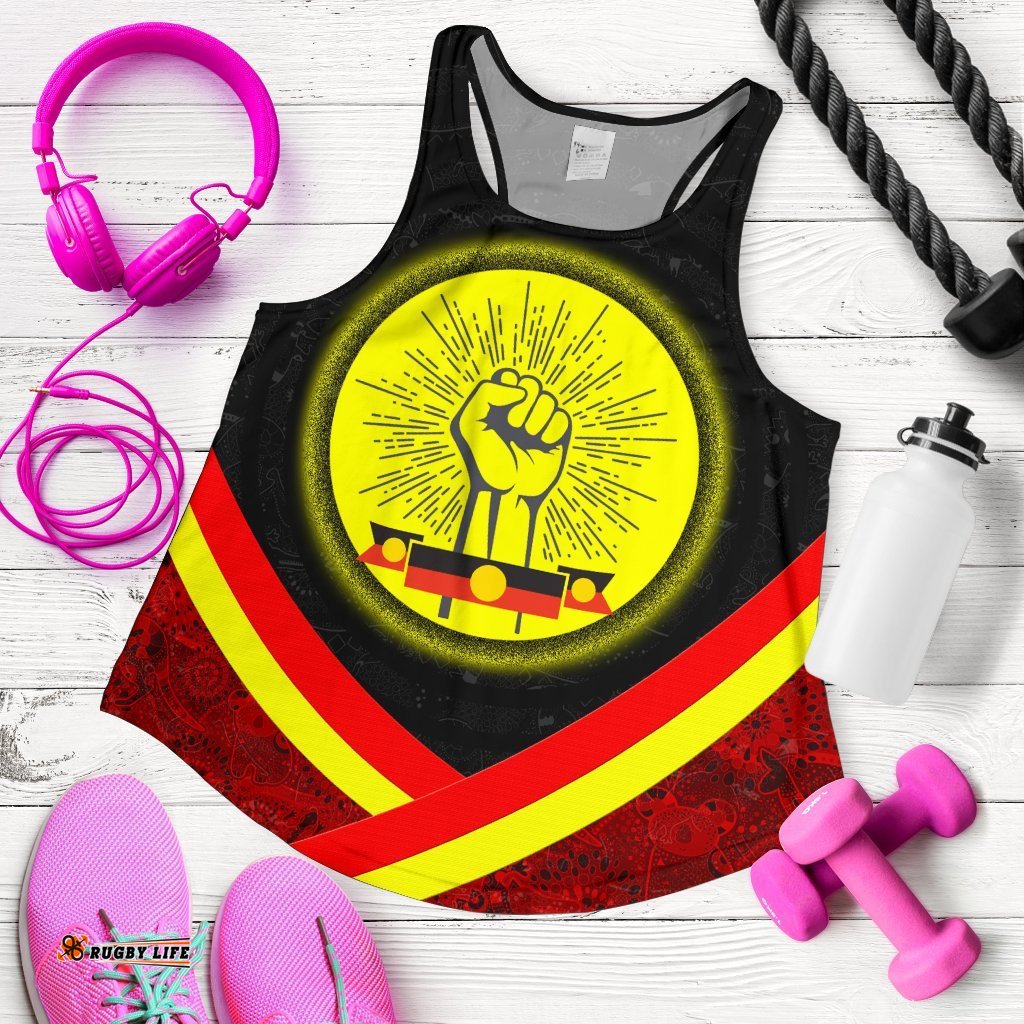 Racerback Tanks Aboriginal Flag And Animals Pattern