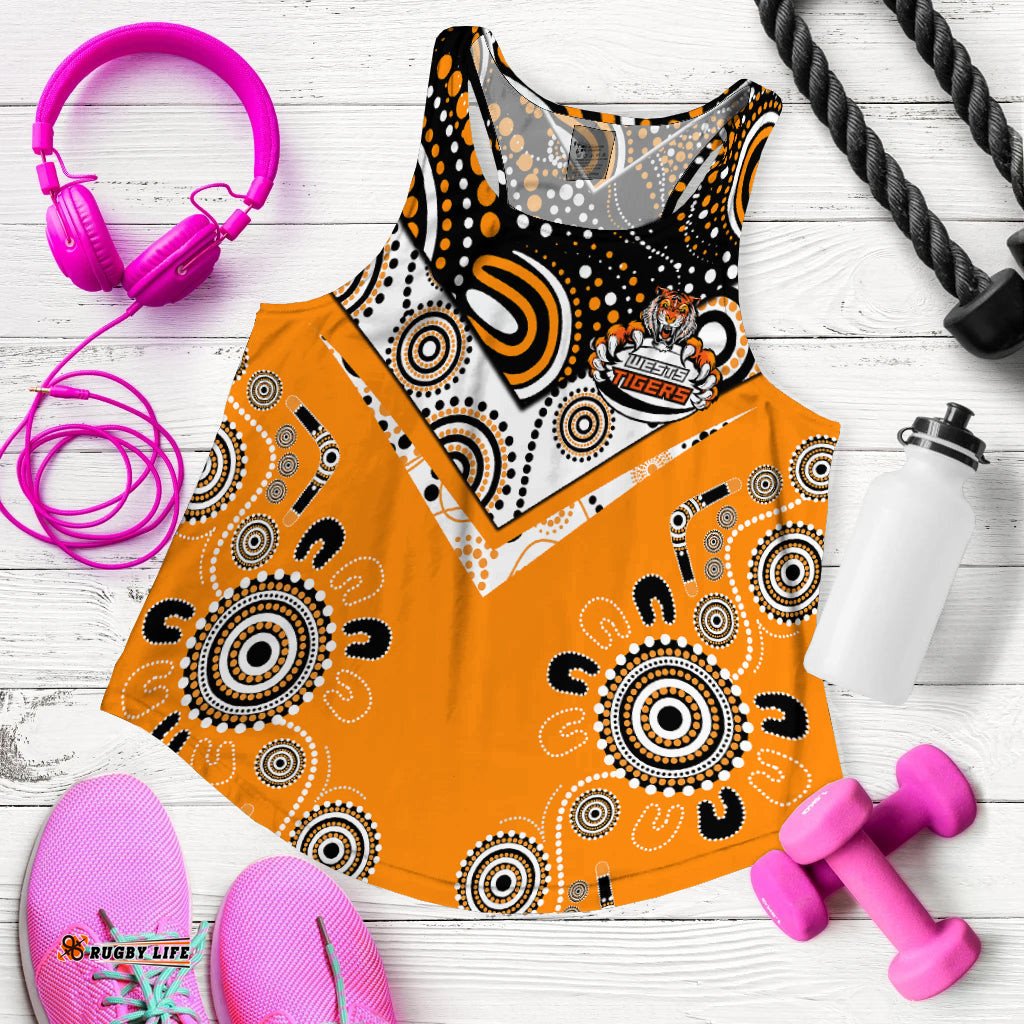 Wests Tiger Rugby Aboriginal Pattern Women Tank Top