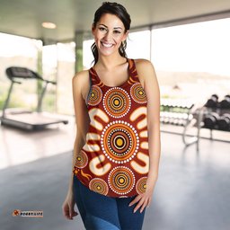 Aboriginal Women's Racerback Tank Circle Flowers Patterns Ver02