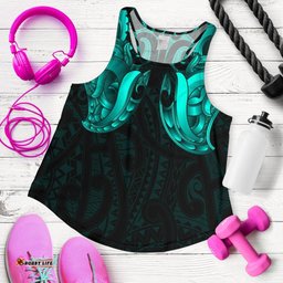 Maori Ta Moko Women Racerback Tank New Zealand Turquoise