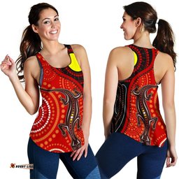 Aboriginal Women's Racerback Tank Australia Lizard Dot Painting Art
