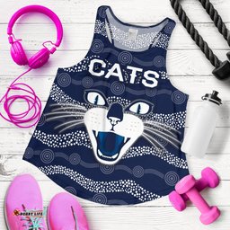 Geelong Women Racerback Tank Cats Indigenous Navy