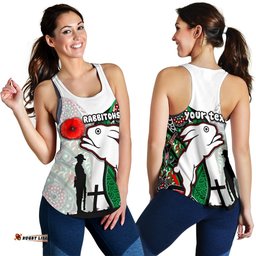 Custom Personalised Rabbitohs Women's Racerback Tank Indigenous Anzac Day
