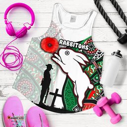 Custom Personalised Rabbitohs Women's Racerback Tank Indigenous Anzac Day
