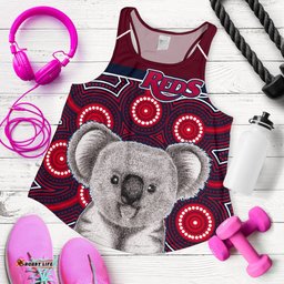 Reds Rugby Australian Women Racerback Tank Simple Indigenous Queensland