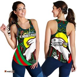 Custom Personalised Rabbitohs Naidoc Week Women's Racerback Tank Indigenous Version Special