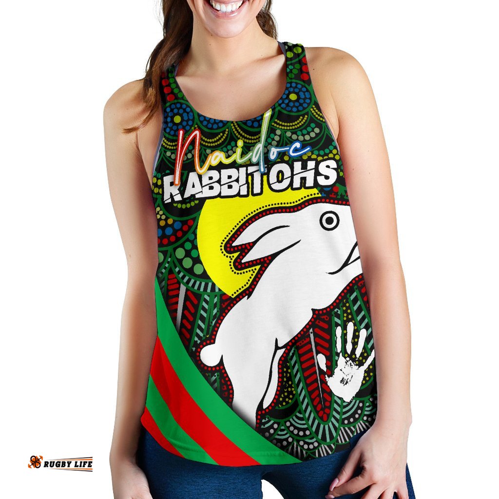 Custom Personalised Rabbitohs Naidoc Week Women's Racerback Tank Indigenous Version Special