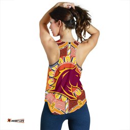 Brisbane Women Racerback Tank Broncos Indigenous Warm Vibes