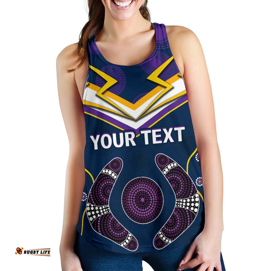 Custom Personalised Storm Women Racerback Tank Melbourne Indigenous Champion