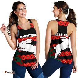 South Sydney Rabbitohs Women's Racerback Tank Anzac Day Poppy Flower Vibes