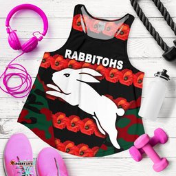 South Sydney Rabbitohs Women's Racerback Tank Anzac Day Poppy Flower Vibes