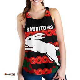 South Sydney Rabbitohs Women's Racerback Tank Anzac Day Poppy Flower Vibes