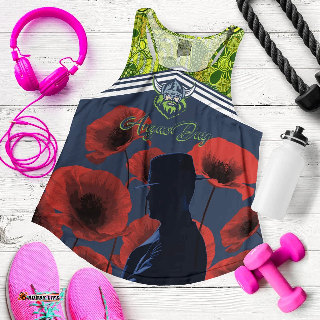 Raiders Rugby Women Racerback Tank Anzac Day Lest We Forget
