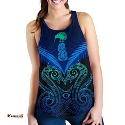 Maori Manaia New Zealand Women Racerback Tank Blue
