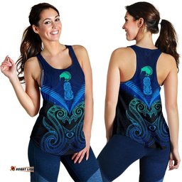 Maori Manaia New Zealand Women Racerback Tank Blue