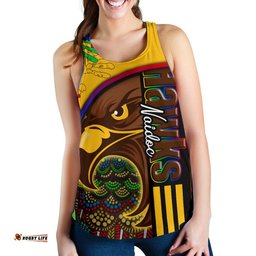 Custom Personalised Pride Hawks Women's Racerback Tank Hawthorn Naidoc Week Aboriginal Version Special