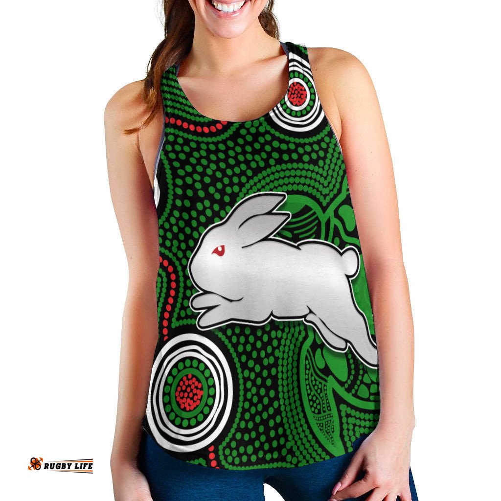 Rabbitohs Indigenous Women Racerback Tank Simple Green