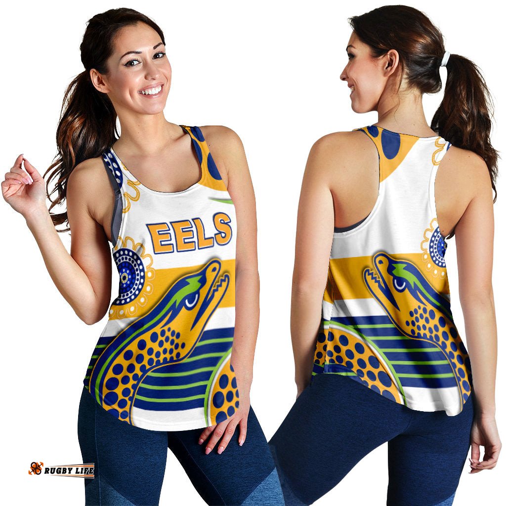 Eels Indigenous Women Racerback Tank Parramatta 2021 Version White