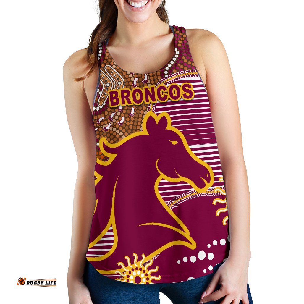 Broncos Super Women Racerback Tank Indigenous Brisbane