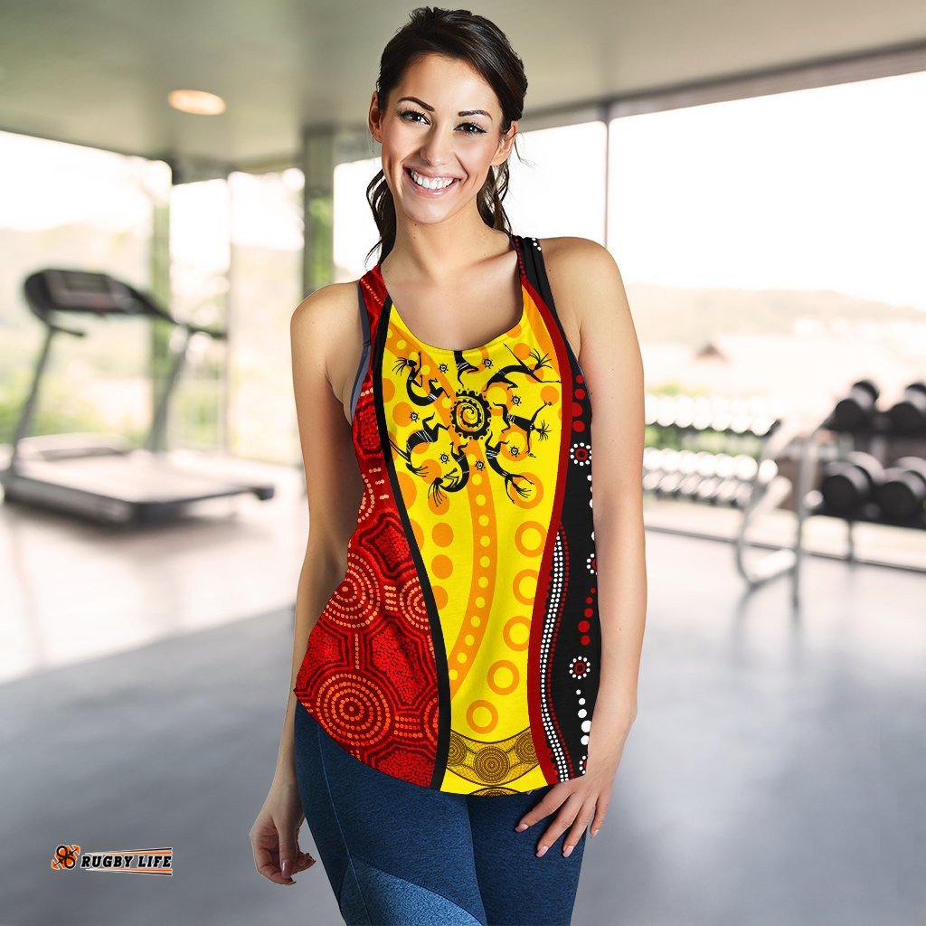 Aboriginal Racerback Tank Dreamtime Koori Dance & Dot Acrylic Paint
