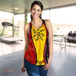 Aboriginal Racerback Tank Dreamtime Koori Dance & Dot Acrylic Paint