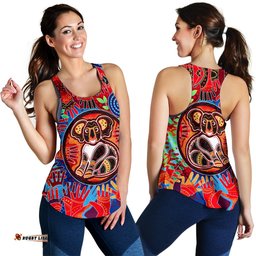 Aboriginal Women's Racerback Tank Koala and Hand Art Dot Painting Tank Top