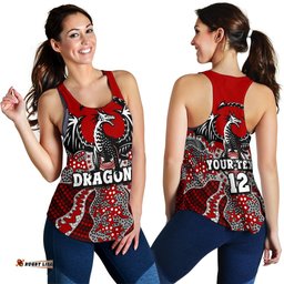 Custom Personalised Dragons Women's Racerback Tank St. George Aboriginal