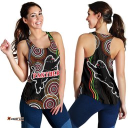 Panthers Black Women Racerback Tank Indigenous Penrith Version