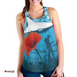 Sharkies Rugby Women Racerback Tank Anzac Day Barb Wire Style