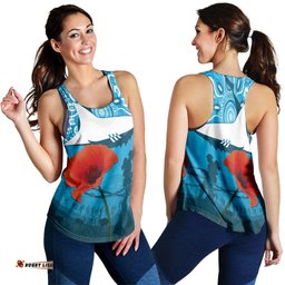 Sharkies Rugby Women Racerback Tank Anzac Day Barb Wire Style