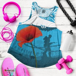 Sharkies Rugby Women Racerback Tank Anzac Day Barb Wire Style