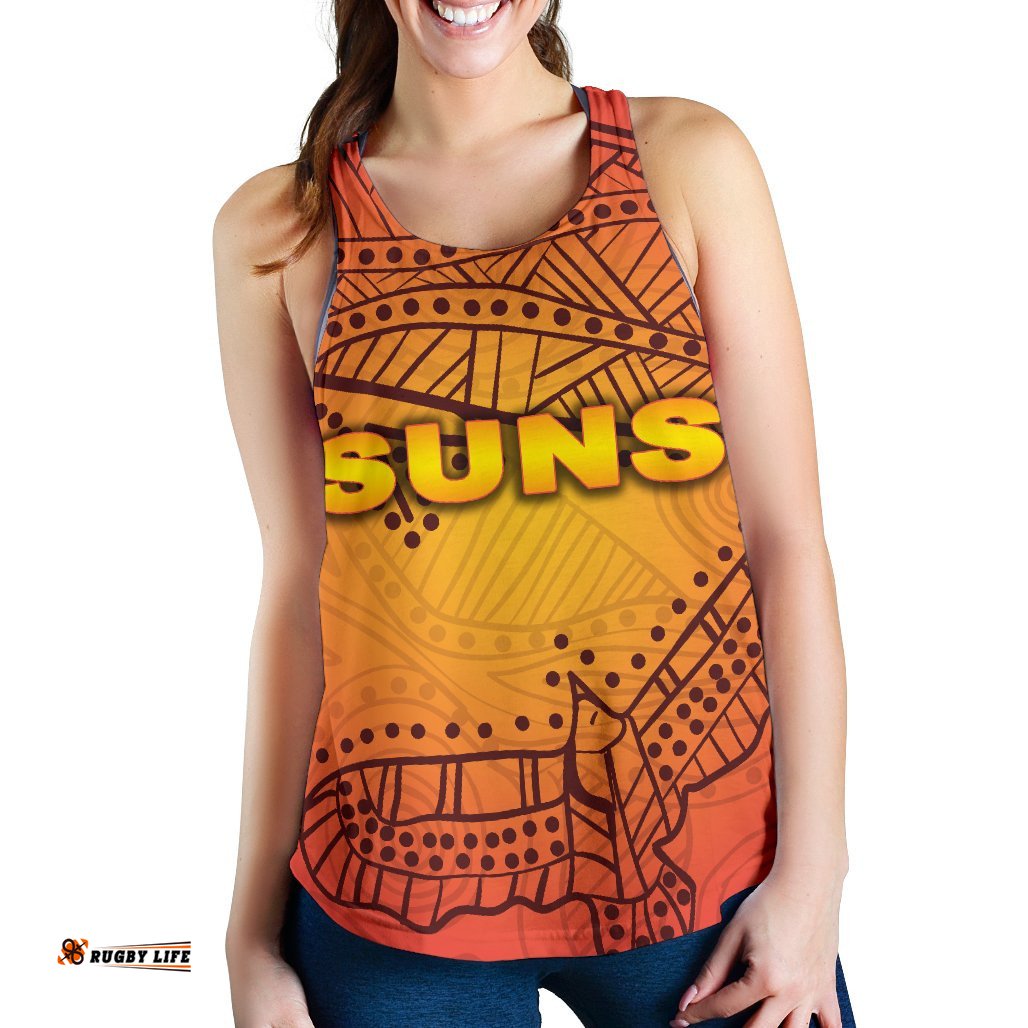 Gold Coast Women Racerback Tank Suns Simple Indigenous