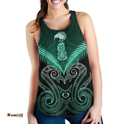 Maori Manaia New Zealand Women Racerback Tank Turquoise